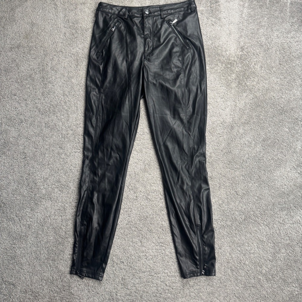 Guess Women's 10 Faux Leather Pants Black Skinny